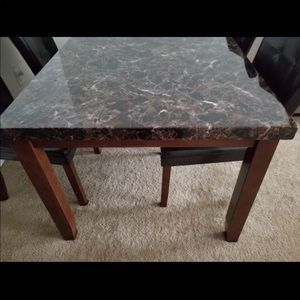 Dining table with 6 leather chairs